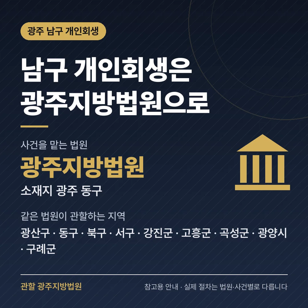 광주 남구 개인회생 관할 법원 — 광주지방법원