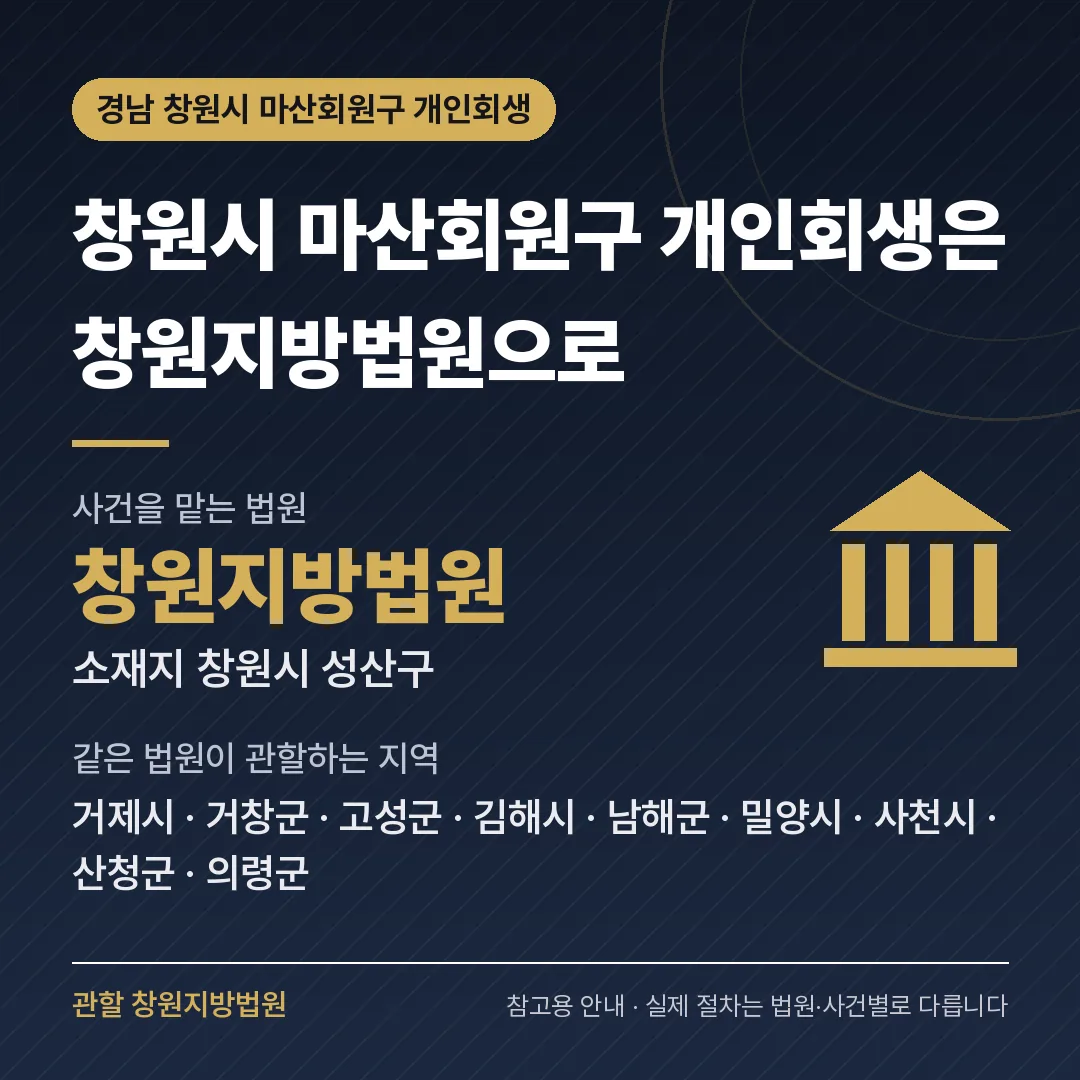 경남 창원시 마산회원구 개인회생 관할 법원 — 창원지방법원 경남 창원시 마산회원구 개인회생 관할 법원 — 창원지방법원