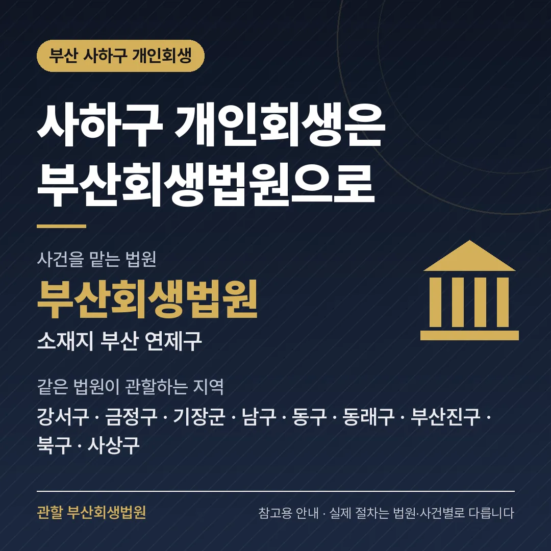 부산 사하구 개인회생 관할 법원 — 부산회생법원